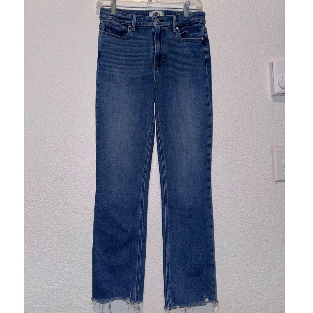 PAIGE Cindy Jeans Size 28 High Rise Straight Leg Raw Hem Blue